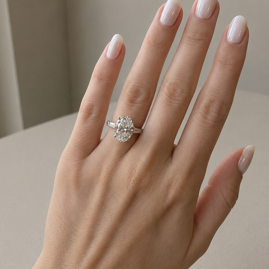 5 Carat Oval With Side Baguette Ring (ARJS3838)