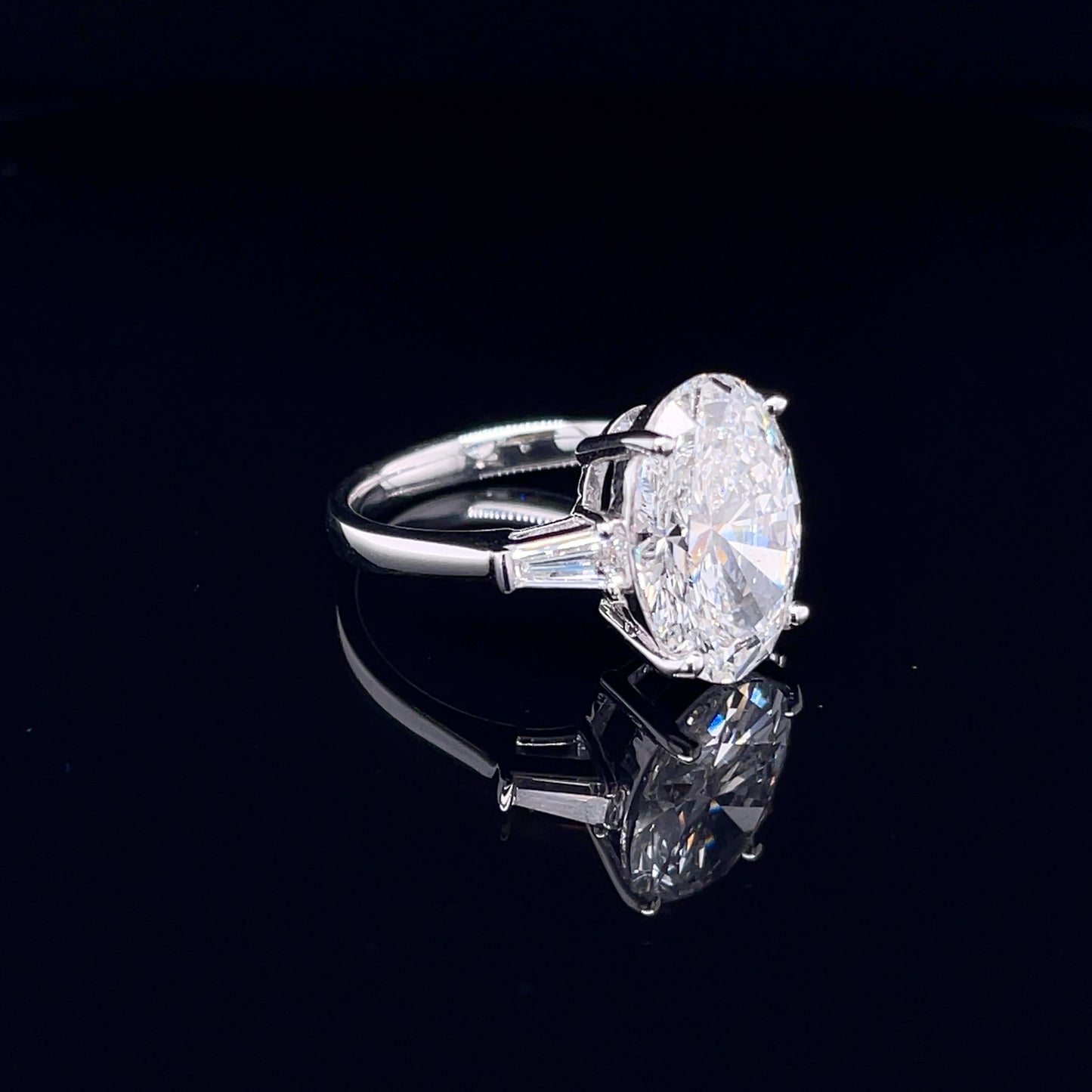 5 Carat Oval With Side Baguette Ring (ARJS3838)