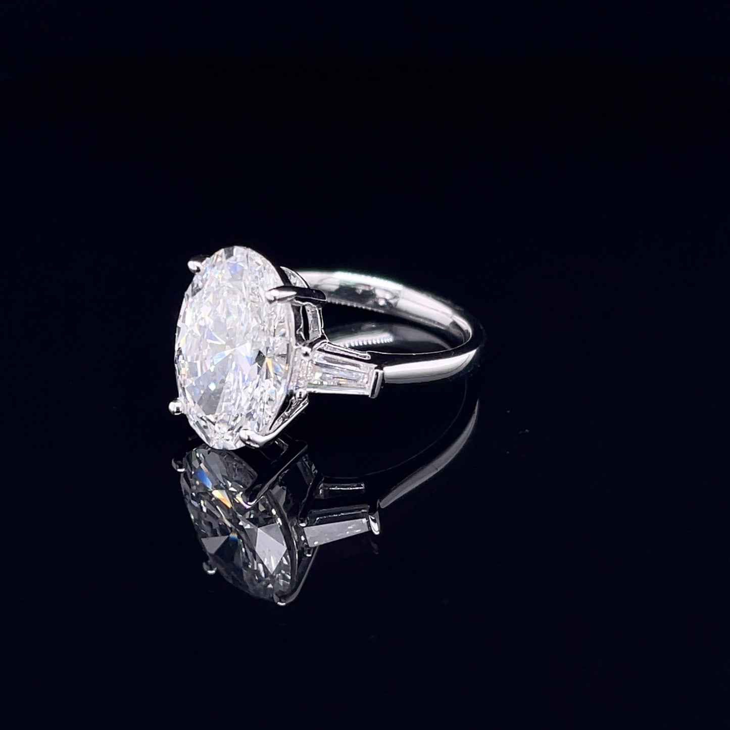 5 Carat Oval With Side Baguette Ring (ARJS3838)