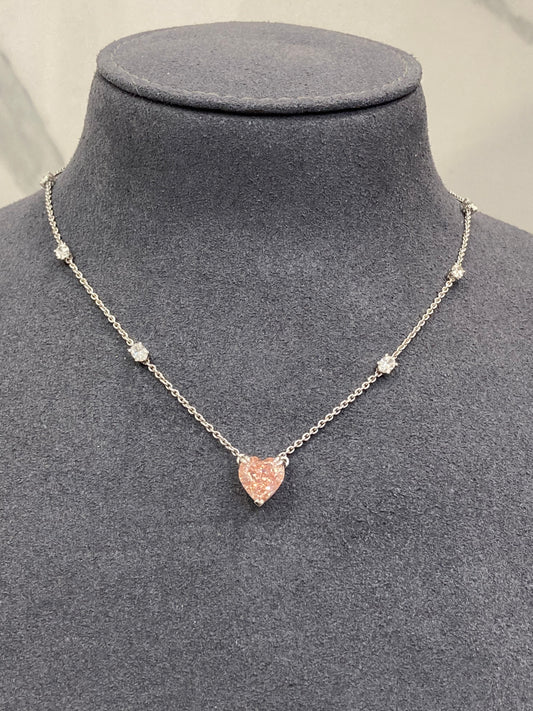 PINK HEART DIAMOND PENDANT