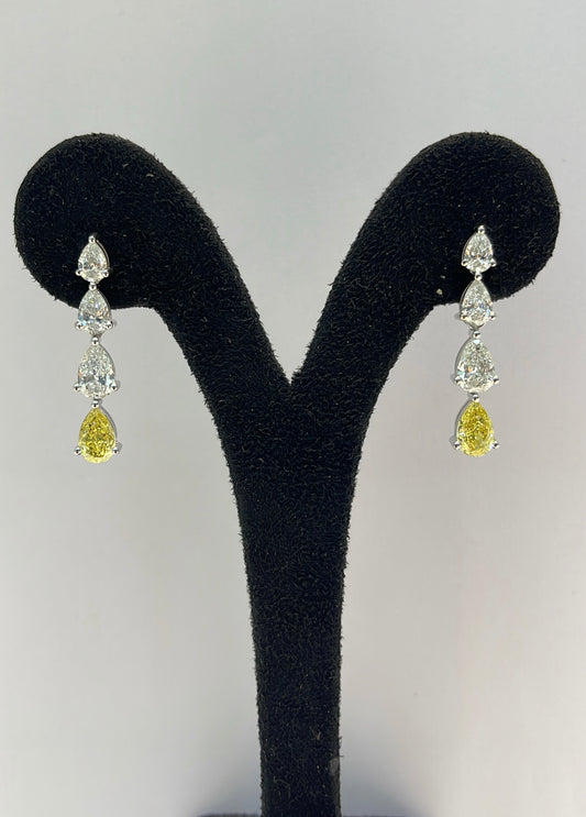70PT PEAR FANCY YELLOW W/ DIAMOND EARRING (ARJS3324)