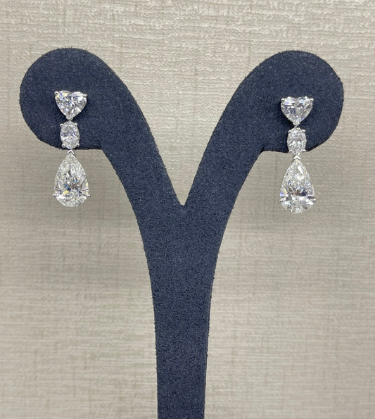 3CT Each Pear w. 1CT Heart Earring (LARJS3726)
