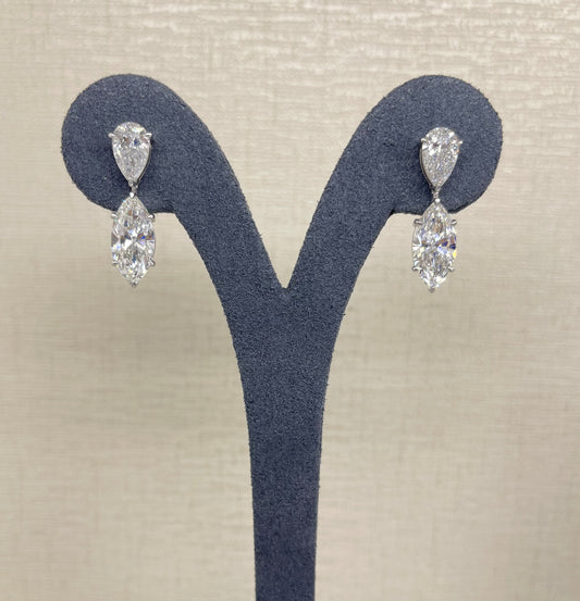 3CT Each Marquise w. 1.5CT Pear Earring (LARJS3748)