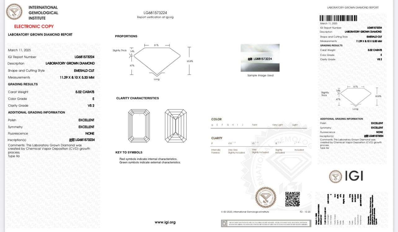 5CT Each Emerald Dangling Earring (LARJS3688)