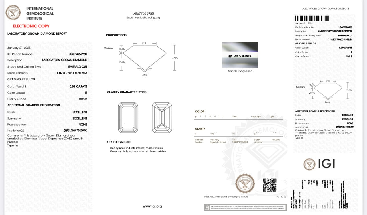 5CT Each Emerald Dangling Earring (LARJS3688)