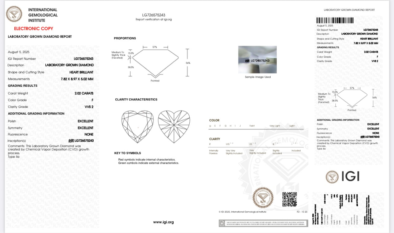 2CT Each Heart Shape Earring (LARJS3772)