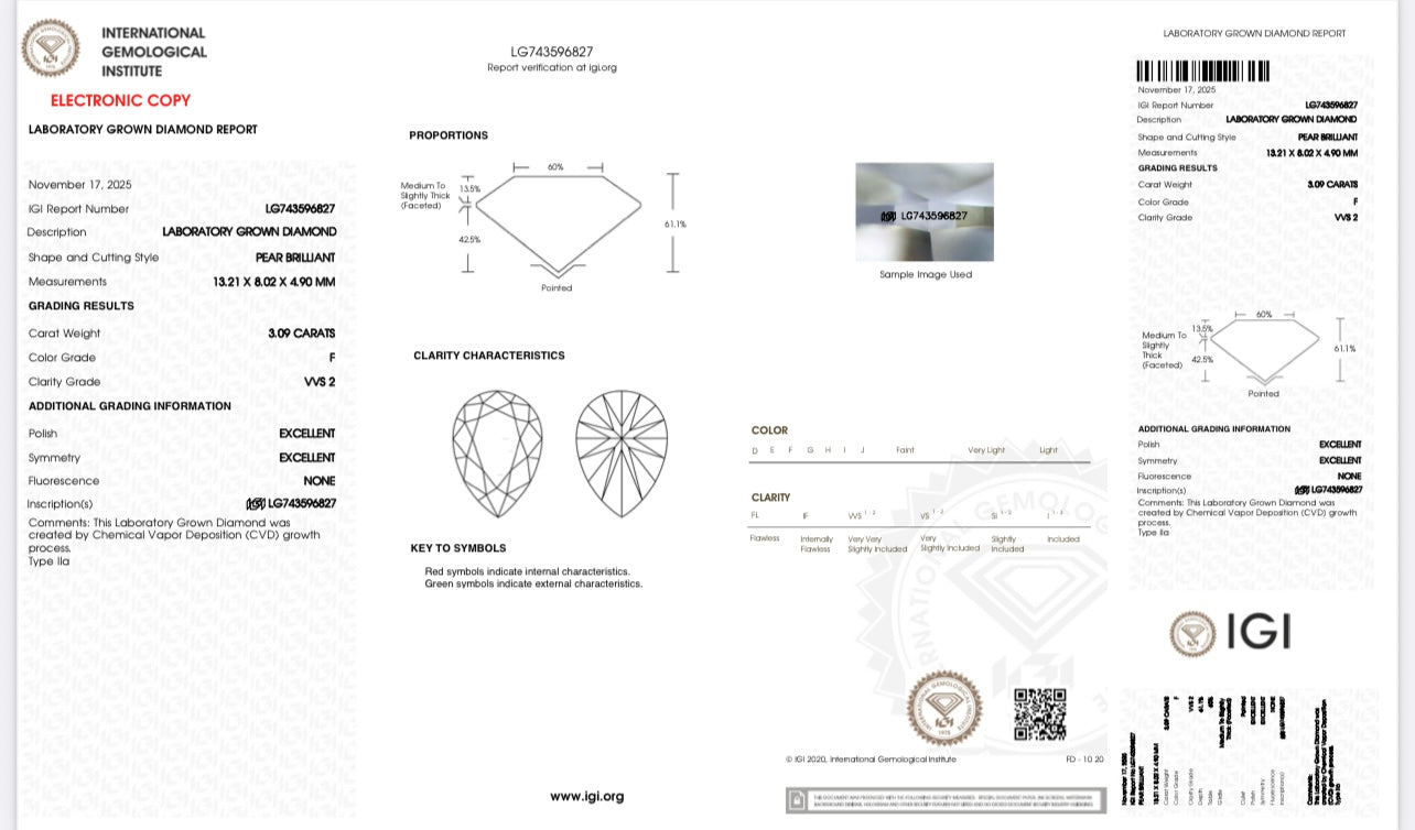3CT Each Pear Diamond Earring (LARJS3806)