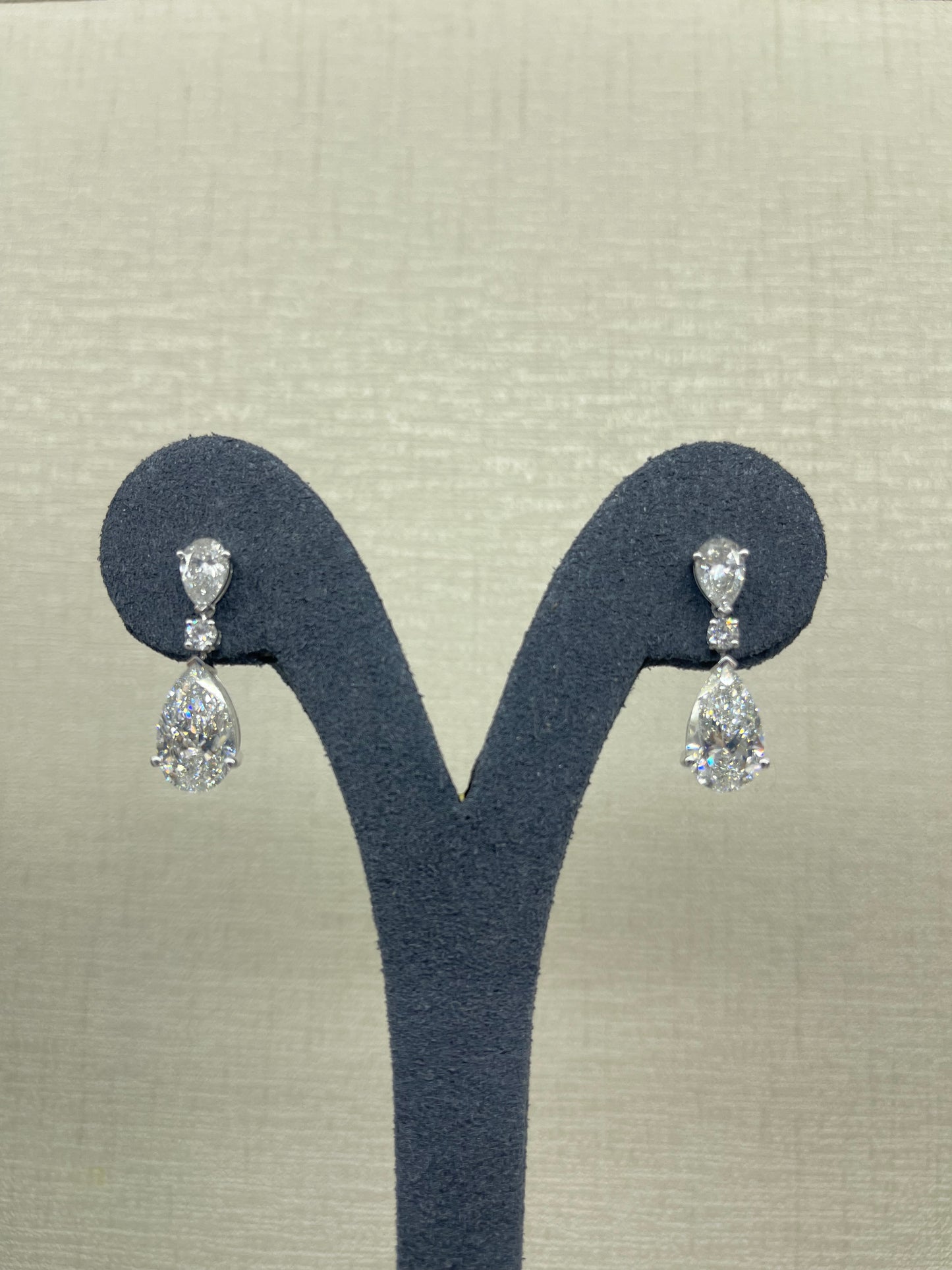 3CT WITH 70PT PEAR DIAMOND DANGLING EARRING (ARJS3846)