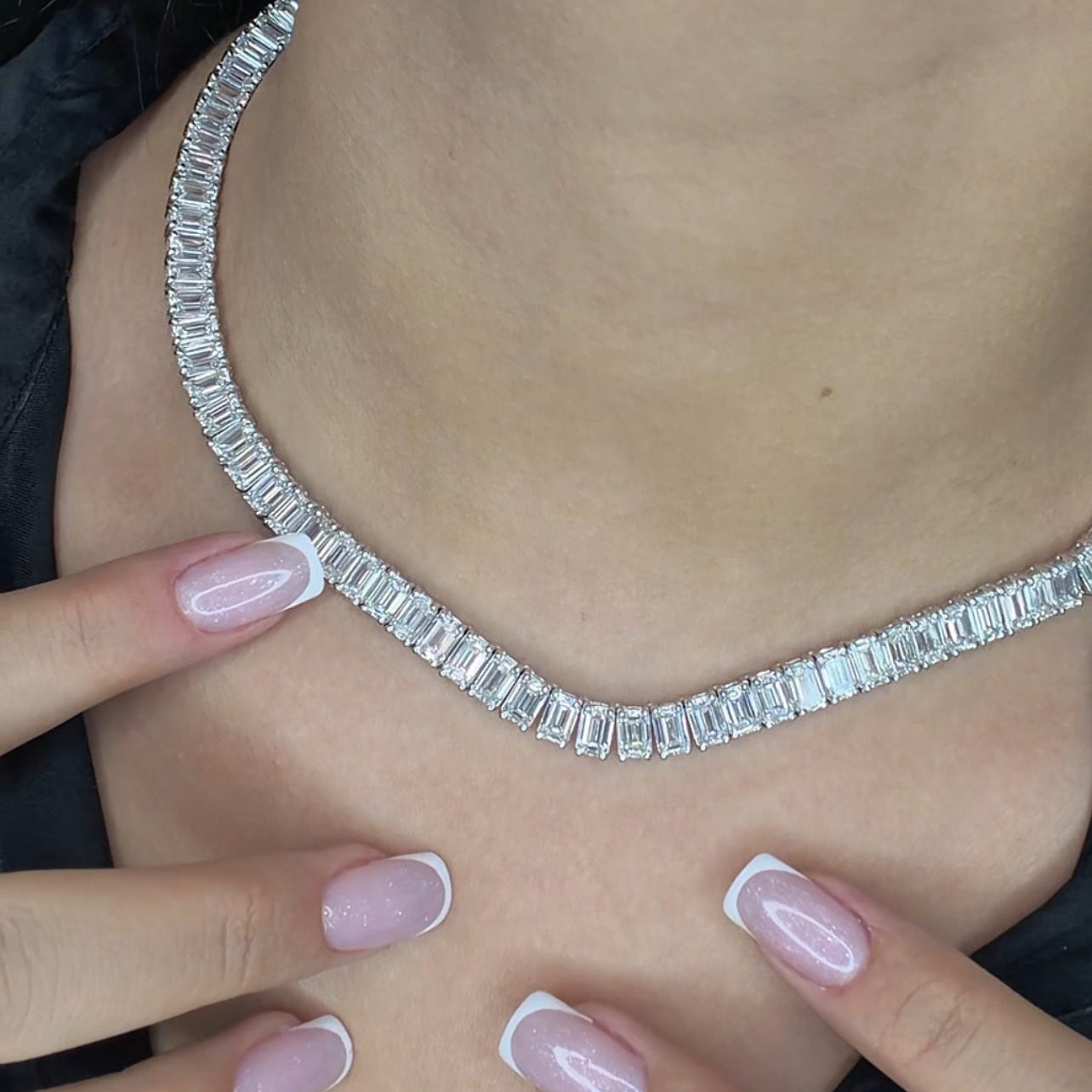 50 Pointer Emerald Cut Tennis Necklace (ARJS4196)