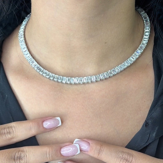 50 Pointer Emerald Cut Tennis Necklace (ARJS4196)