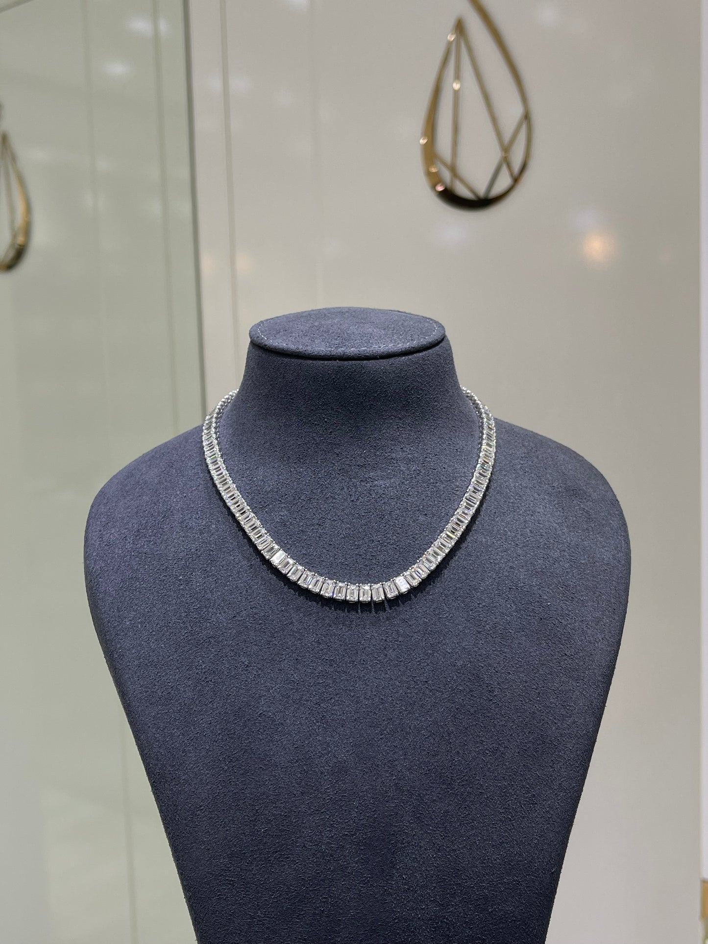50 Pointer Emerald Cut Tennis Necklace (ARJS4196)