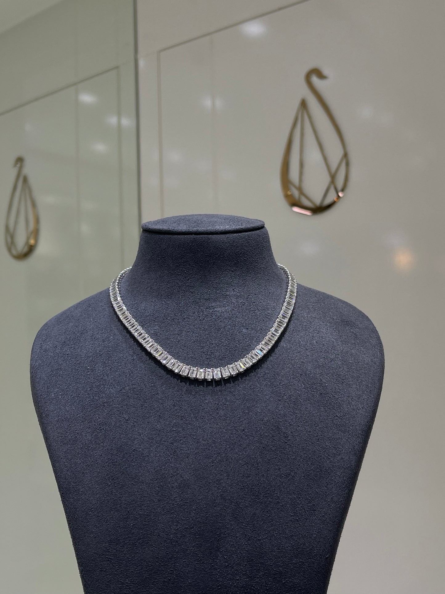 50 Pointer Emerald Cut Tennis Necklace (ARJS4196)