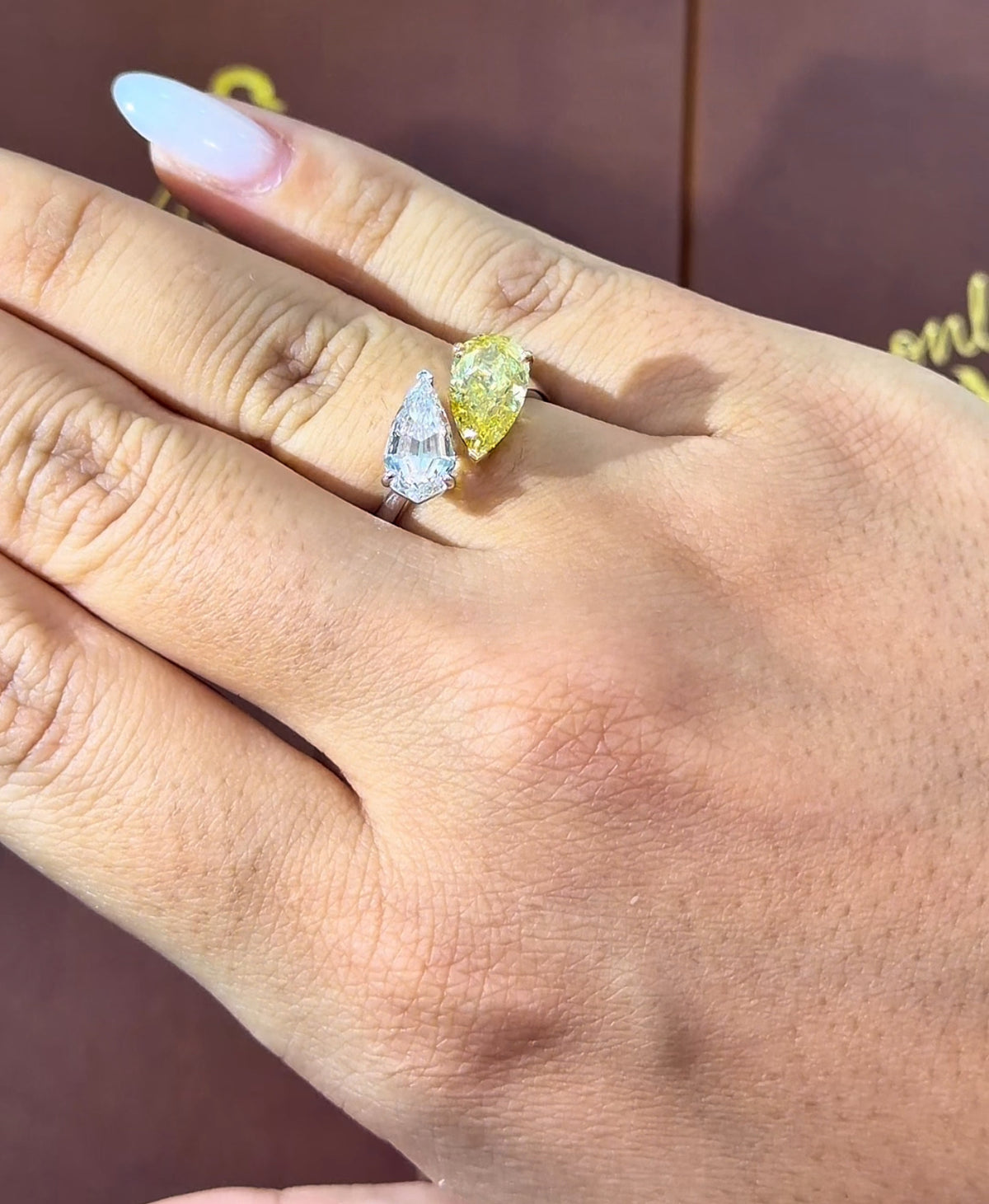 FANCY YELLOW PEAR & WITH STEP CUT PEAR RING (ARJS4292)