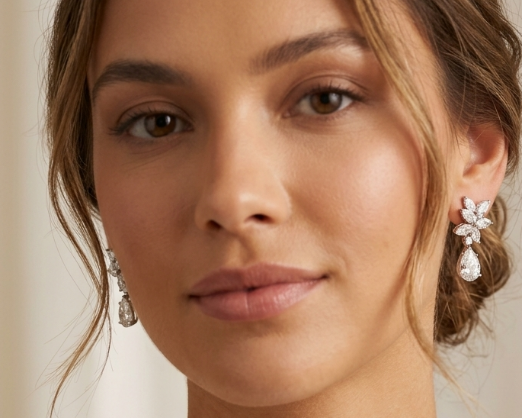 3 Carat Pear with Flower Style Dangling Earring (ARJS4053)