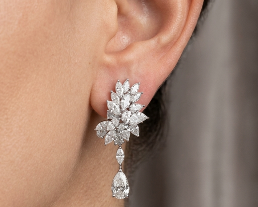 90PT PEAR DANGLING MIX SHAPE EARRING (ARJS3901)
