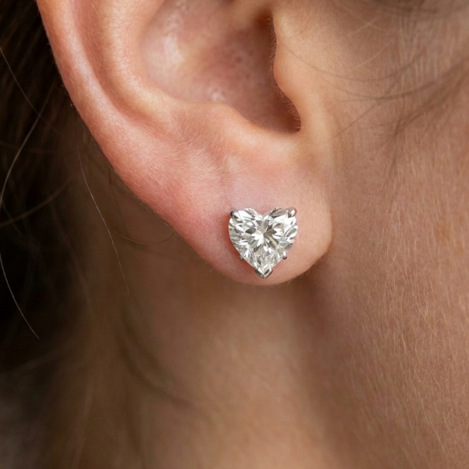 2CT Each Heart Shape Earring (ARJS3772)