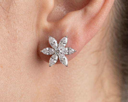 Marquise Cut Flower Earring