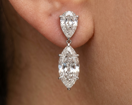 3CT Each Marquise w. 1.5CT Pear Earring (LARJS3748)