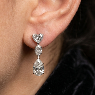 2CT Each Pear w. 1CT Heart Earring (LARJS3741)