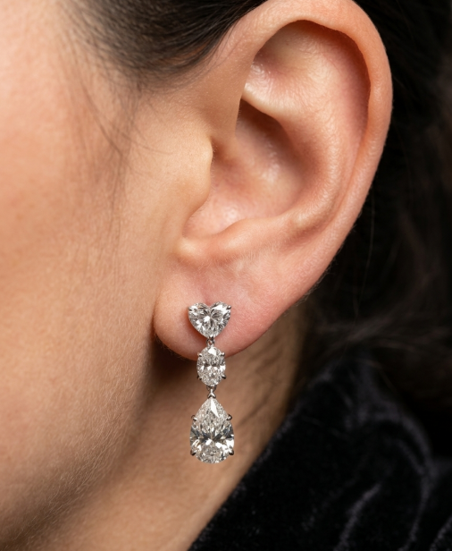 2CT Each Pear w. 1CT Heart Earring (LARJS3741)