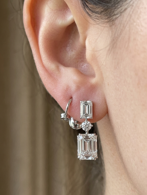 5CT Each Emerald Dangling Earring (LARJS3688)