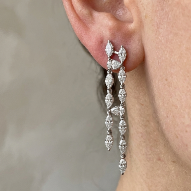 PEAR AND MARQUISE TWO LINE DANGLING DIAMOND EARRING (LARJS3500)