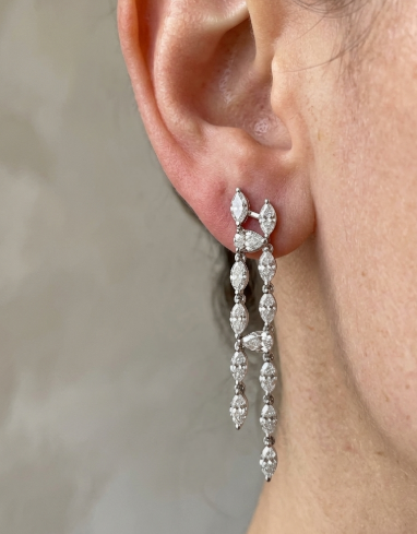 PEAR AND MARQUISE TWO LINE DANGLING DIAMOND EARRING (LARJS3500)
