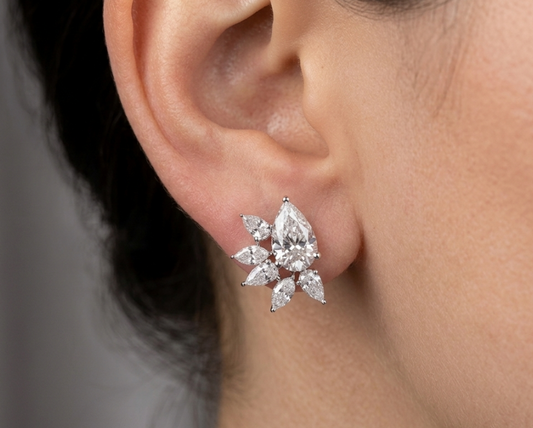1.5CT PEAR FLOWER DIAMOND EARRING (ARJS3468)