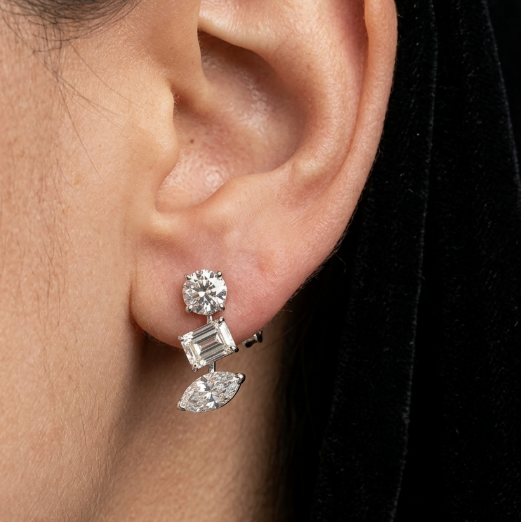 50PT MARQUISE WITH EMERALD & ROUND DIAMOND EARRING ( LARJS3513)