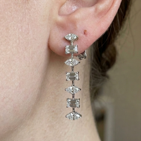 EMERALD & MARQUISE DIAMOND EARRING (LARJS3501)