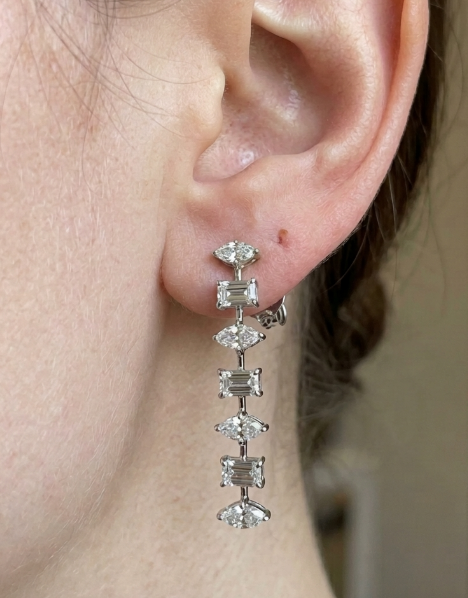EMERALD & MARQUISE DIAMOND EARRING (LARJS3501)