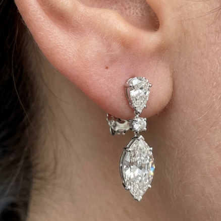 3CT EACH MARQUISE W/ 70PT PEAR DIAMOND EARRING (LARJS3522)