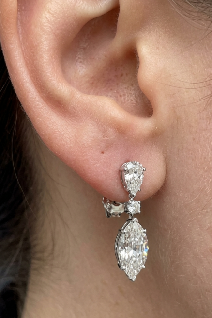 3CT EACH MARQUISE W/ 70PT PEAR DIAMOND EARRING (LARJS3522)