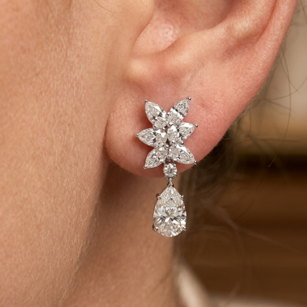 3CT EACH PEAR DANGLING EARRING (ARJS3478)
