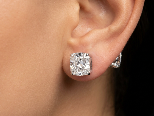 3CT EACH SQUARE CUSHION DIAMOND EARRING (LARJS3517)