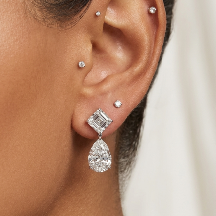 3CT PEAR WITH 2CT ASSCHER DIAMOND EARRING (LARJS3580)