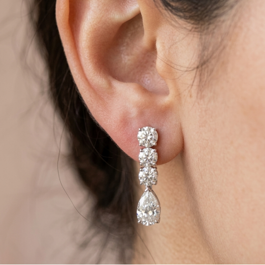ROUND DIAMOND W/PEAR DROP EARRING (CTA1276)