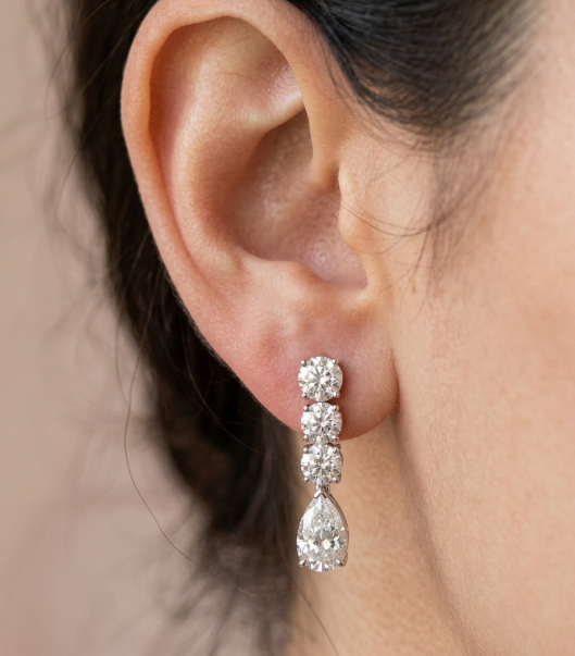 ROUND DIAMOND W/PEAR DROP EARRING (CTA1276)