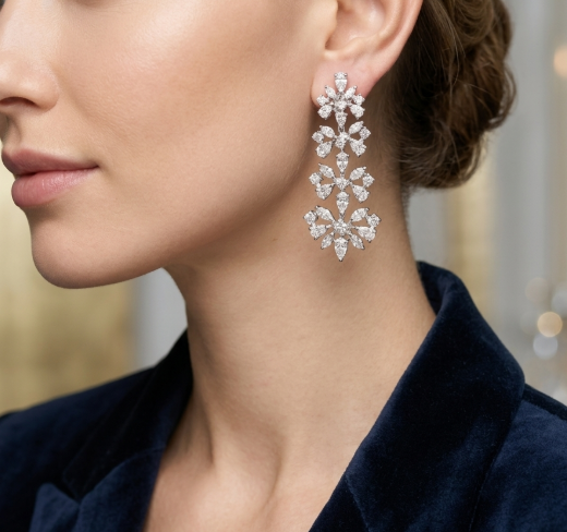 PEAR & MARQUISE DIAMOND EARRING