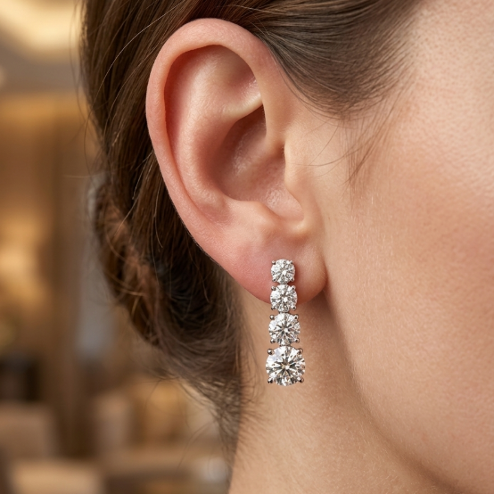 1CT ROUND IN GRADUATED EARRING