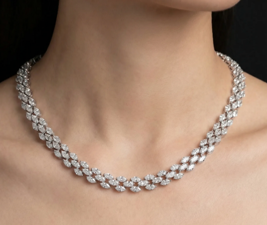 MARQUISE THREE LINE NECKLACE (ARJS4035)