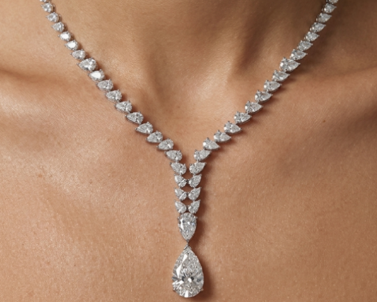 5CT Pear Solitaire Necklace