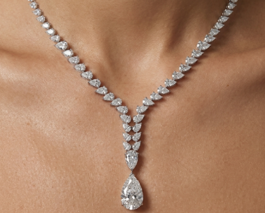 5CT Pear Solitaire Necklace