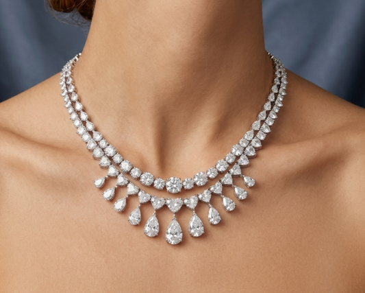 Pear , Round & Heart Layered Necklace