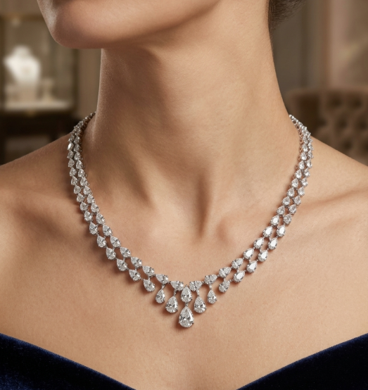1 CARAT PEAR WITH ATTACH TWO LINE PEAR NECKLACE (ARJS4050)