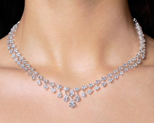 1 CARAT PEAR WITH ATTACH TWO LINE PEAR NECKLACE (ARJS4050)