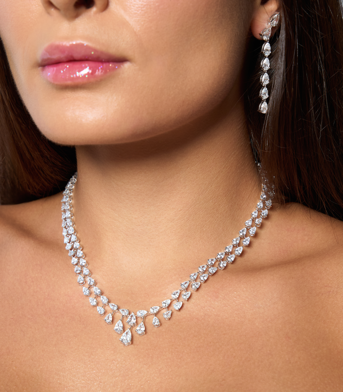 1 CARAT PEAR WITH ATTACH TWO LINE PEAR NECKLACE (ARJS4050)