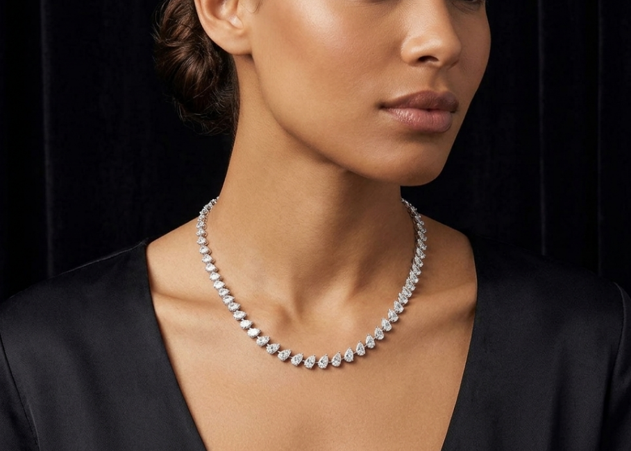 25 POINTER EACH PEAR ONE LINE NECKLACE (ARJS3949)