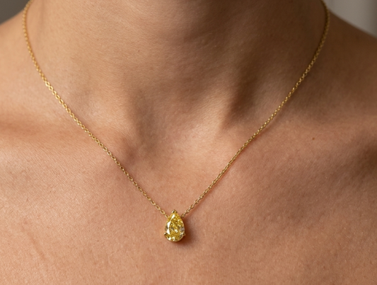 2CT FANCY YELLOW PEAR DIAMOND PENDANT ( ARJS3337)