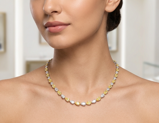 PEAR FANCY YELLOW AND DIAMOND NECKLACE (ARJS3373)